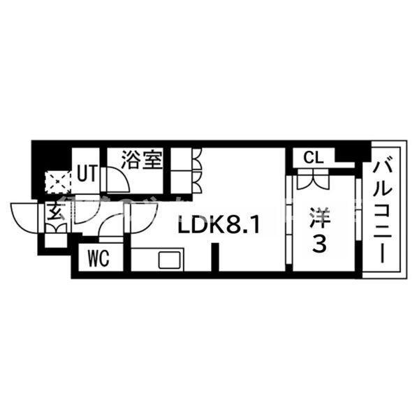 ウエリスアーバン守口(1LDK/9階)の間取り写真