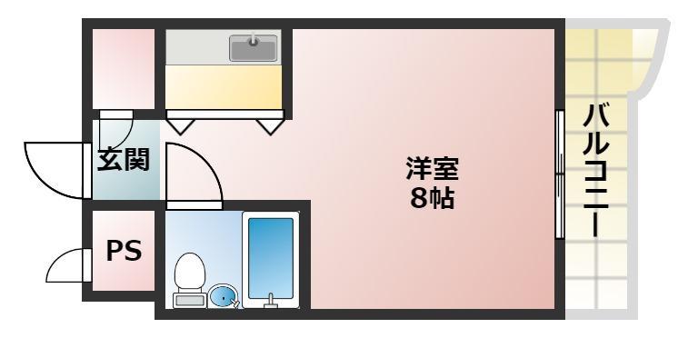 ビューハイツ守口(ワンルーム/3階)の間取り写真