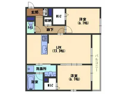 パインストリート(2LDK/3階)の間取り写真