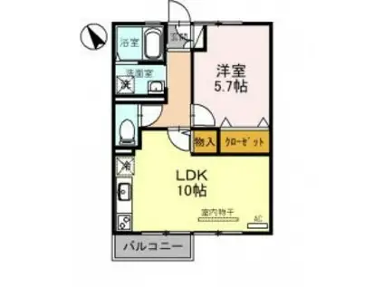 プレジール Ⅰ(1LDK/2階)の間取り写真