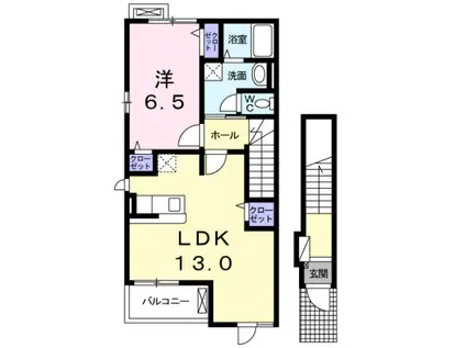 パルテール池田2(1LDK/2階)の間取り写真