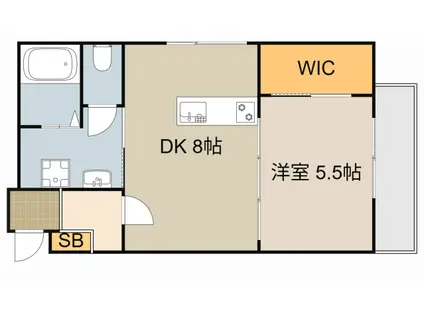 L-BASE本町(1DK/2階)の間取り写真