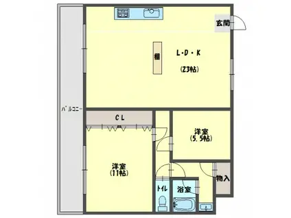 アビリティK(2LDK/4階)の間取り写真