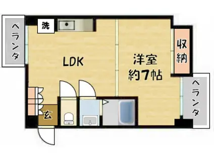 ドムス門真(1LDK/8階)の間取り写真