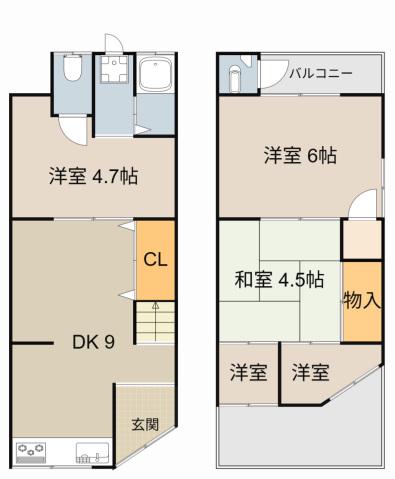 足立文化(3SLDK/1階)の間取り写真