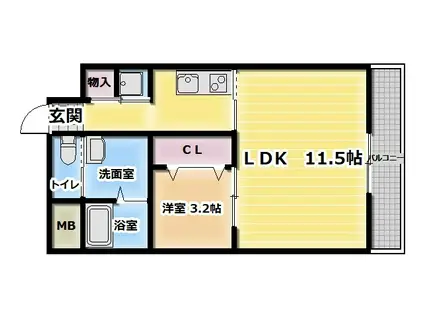 グランドールモンシェリー(1LDK/1階)の間取り写真