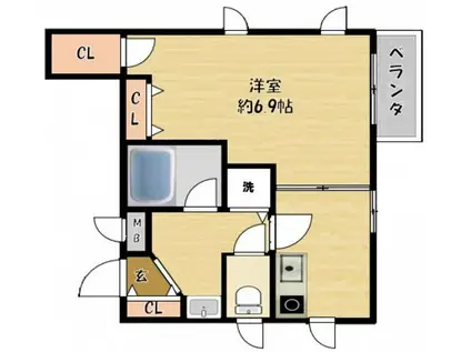 サンセール(1K/2階)の間取り写真