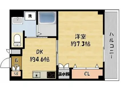 セイナ古川橋(1DK/4階)の間取り写真