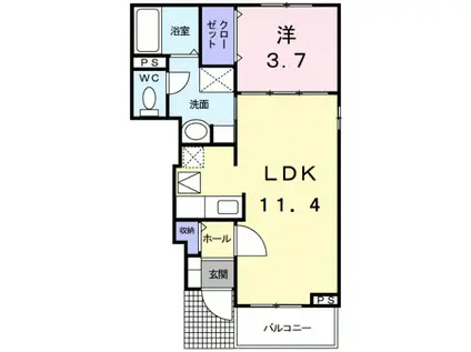 セレニテ(1LDK/1階)の間取り写真