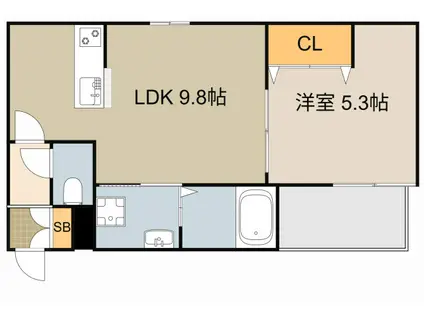 RESIDENCE HARU2(1LDK/2階)の間取り写真