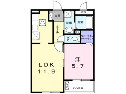 ラ・ルーチェ(1LDK/2階)の間取り写真