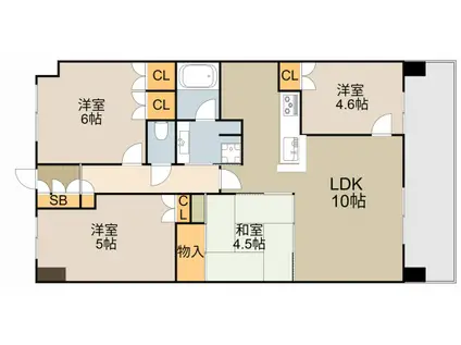 ルネ大和田駅前フロントゲート(4LDK/10階)の間取り写真