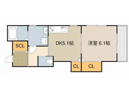 SEESAW小路町(1DK/3階)の間取り写真