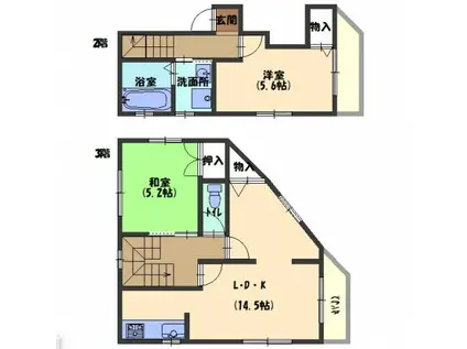 T-HOUSE守口(2LDK/2階)の間取り写真