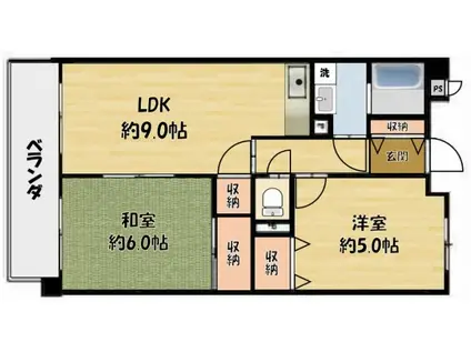 グレイシィーK.Y(2LDK/4階)の間取り写真