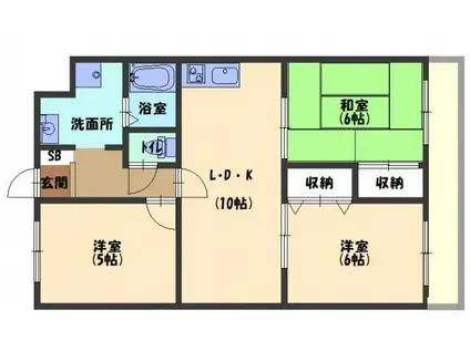アクティ寝屋川(3LDK/3階)の間取り写真