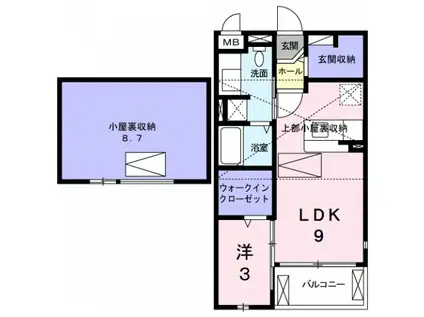 ボンヌ・シャンス(1DK/2階)の間取り写真