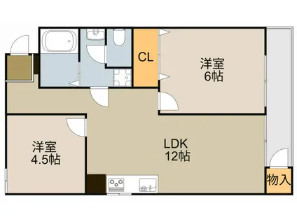 コーポラス都Ⅱ(2LDK/5階)の間取り写真