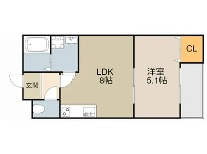 COURTYARD SHIMBASHI(1LDK/3階)の間取り写真