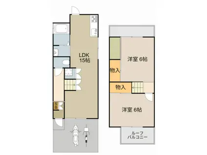 京阪電気鉄道京阪線 大和田駅(大阪) 徒歩5分 2階建 築47年(2LDK)の間取り写真