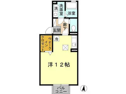 メゾンジュネス(ワンルーム/1階)の間取り写真