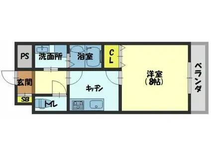 アムールCUORE(1K/1階)の間取り写真