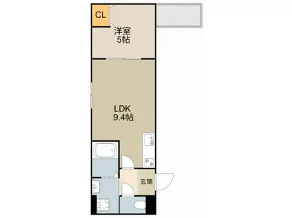 パレミヤビ香里西(1LDK/2階)の間取り写真