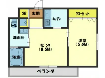 グランドールモンシェリー(1LDK/2階)の間取り写真