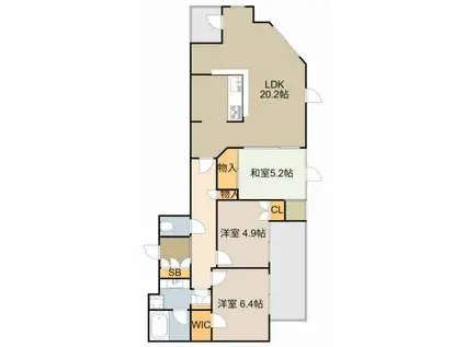 サンマークスだいにちサンタワーレジデンス G棟(2LDK/25階)の間取り写真