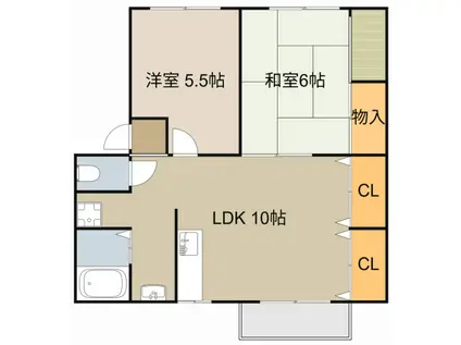 ハイツ栄(2LDK/1階)の間取り写真