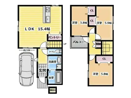 京阪電気鉄道京阪線 大和田駅(大阪) 徒歩8分 2階建 築4年(3LDK)の間取り写真