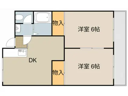 ANEXT萱島(2DK/2階)の間取り写真