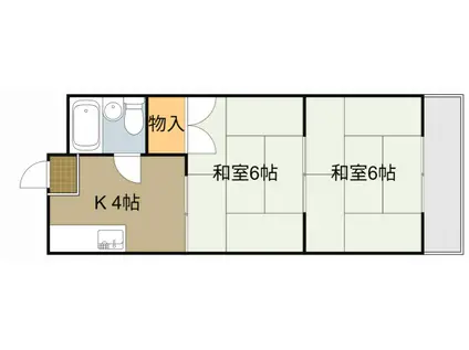 森岡ハイツ(2K/6階)の間取り写真