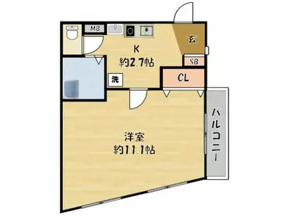 ウィズグリーン(1K/3階)の間取り写真