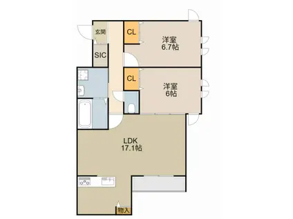 リアンコート(2LDK/1階)の間取り写真