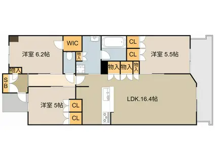 サンマークス大日ステーションレジデンス(3LDK/9階)の間取り写真
