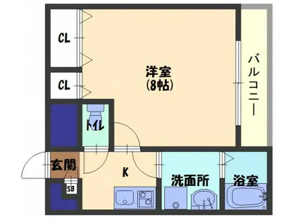 ドムス寝屋川(1K/3階)の間取り写真