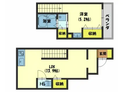 CASA HORIZON KORIEN(1LDK/2階)の間取り写真