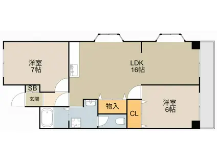 ハイメゾン岩田(2LDK/2階)の間取り写真