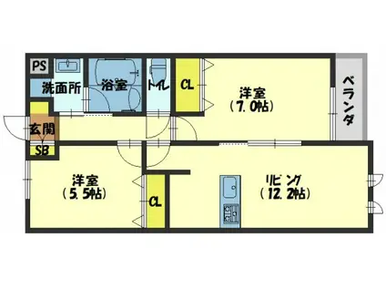 PASTON・COCO - パストーンココ(2LDK/3階)の間取り写真