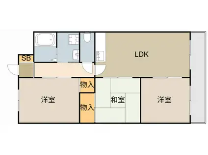 ベステイジ仁和寺(3LDK/4階)の間取り写真