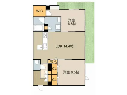 シャーメゾンソレール(2LDK/1階)の間取り写真