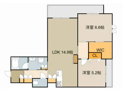 シャーメゾンソレール(2LDK/2階)の間取り写真