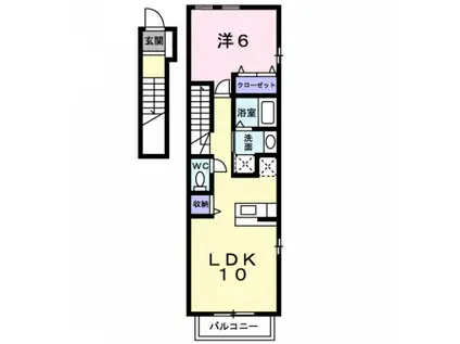 ラ プチ レユニオン(1LDK/2階)の間取り写真