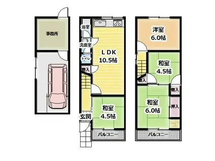 京阪電気鉄道京阪線 寝屋川市駅 徒歩27分 3階建 築39年(4LDK)の間取り写真