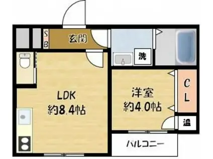 STAR MAISON 寝屋川(1LDK/2階)の間取り写真