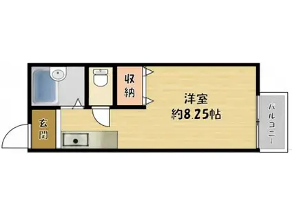 パークプラザB棟(ワンルーム/2階)の間取り写真