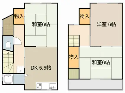 京阪電気鉄道京阪線 大和田駅(大阪) 徒歩15分 2階建 築59年(3DK)の間取り写真