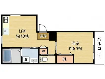 フラッツY(1LDK/2階)の間取り写真