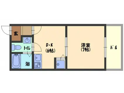 アクロス大日アパートメント2(1DK/1階)の間取り写真